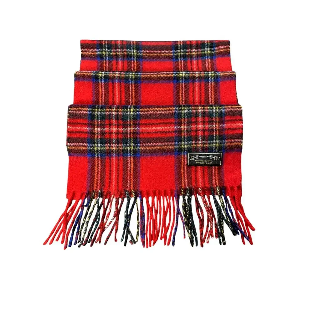 100% Wool Vintage Scotland Tartan Plaid Scarf 58” X 11.5